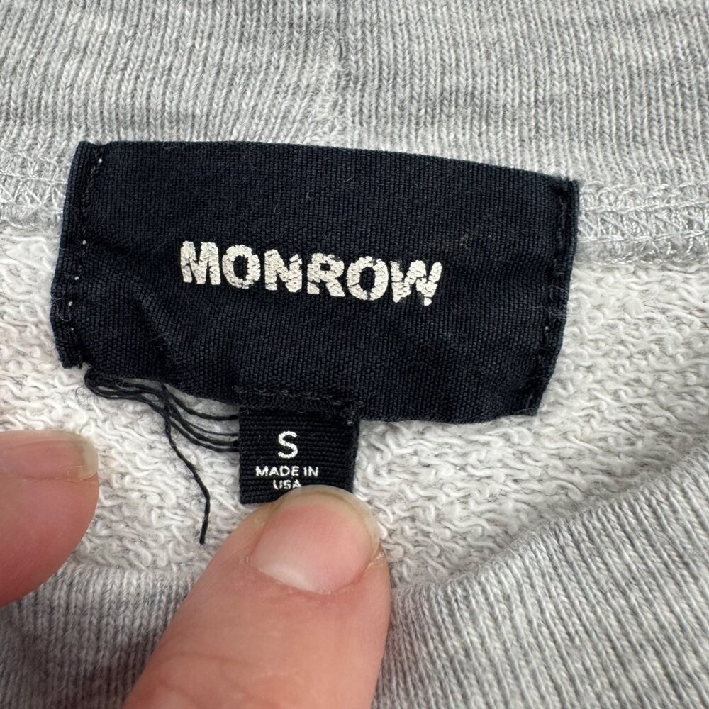 Monrow Sweatshirt Gray Leopard Print Crewneck Size S Pullover Long Sleeve - Picture 4 of 10